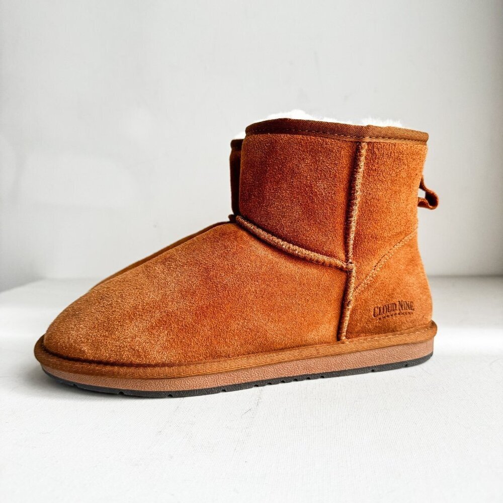 Cloud Nine Brown Suede Sheep Fur Wool Short Booties 10